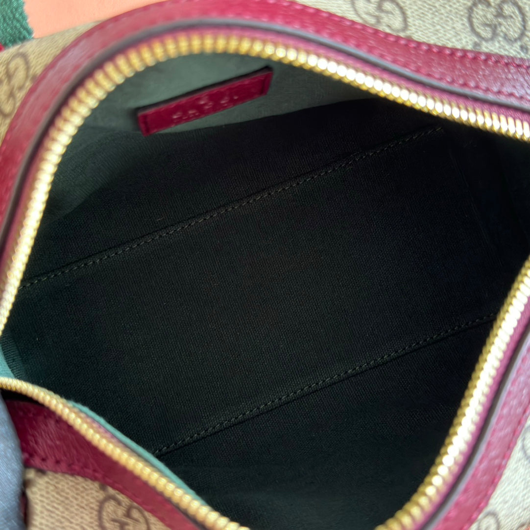 Gucci Boston Bag 20 Beige Braun Denim Stoff 271896