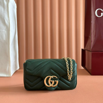 Gucci Marmont Tasche 17 Dunkelgrün Lammleder Goldfarbene Hardware 271791