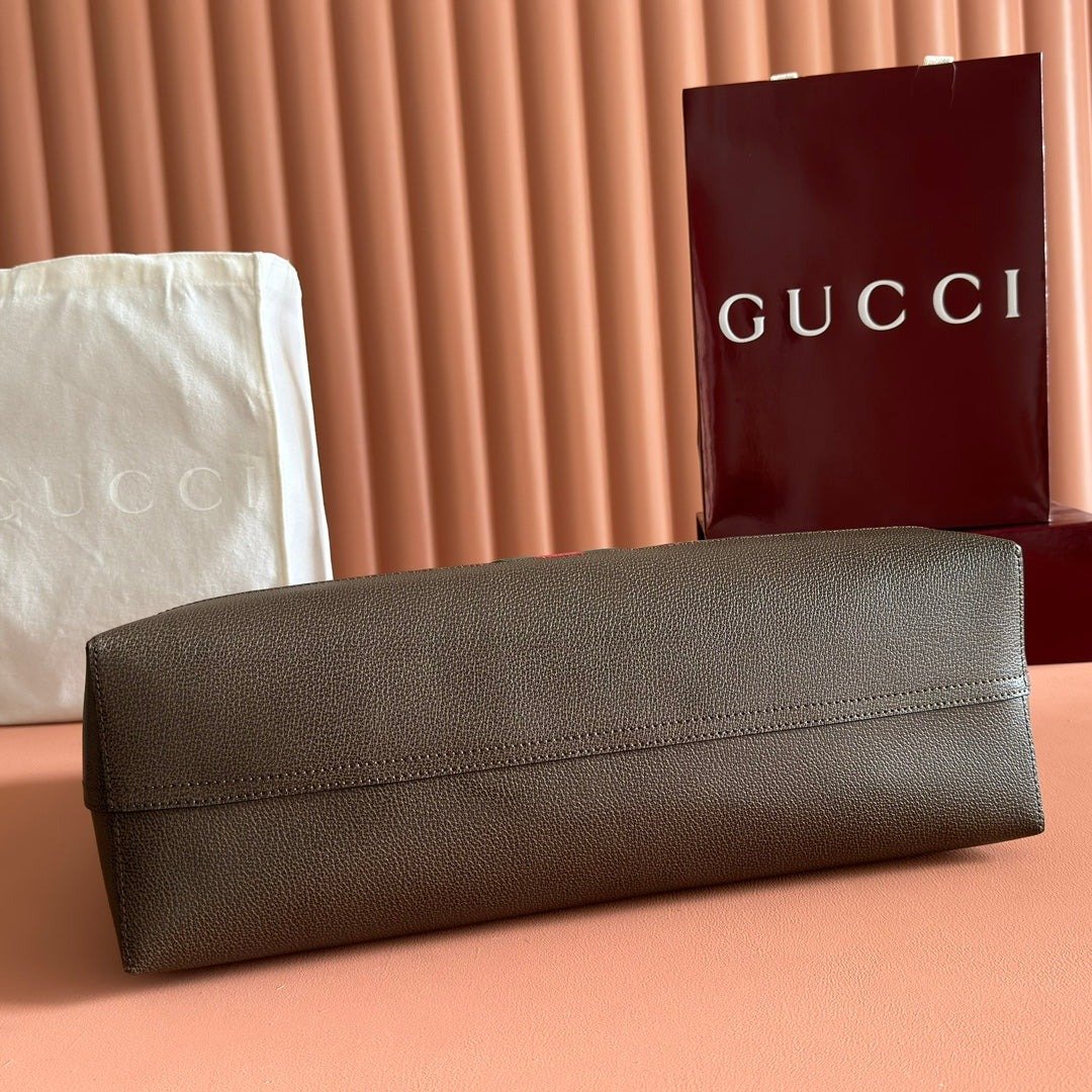 GG 2025 Ophidia Tote Bag 44cm Ebenholzbraunes Canvas Leder 273715