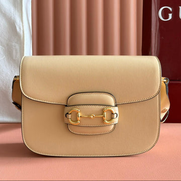 GG 2025 Horsebit Tasche 25 cm beiges Kalbsleder 273711