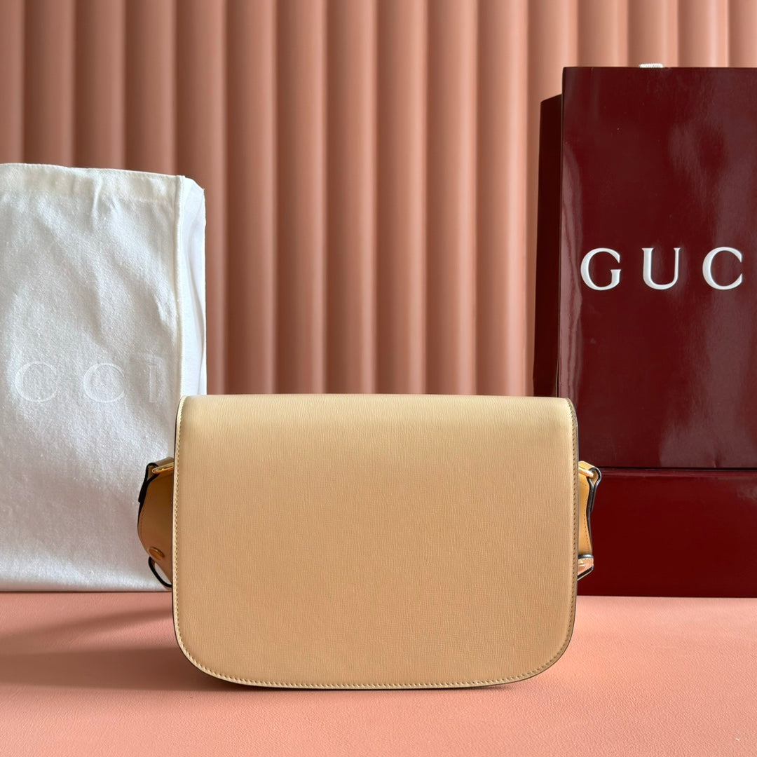 GG 2025 Horsebit Tasche 25 cm beiges Kalbsleder 273711