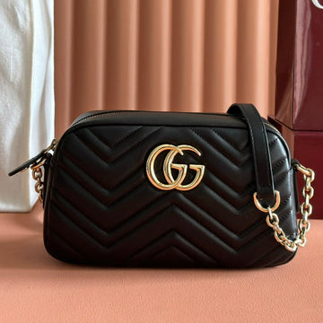 GG 2025 Mamont Tasche 24cm Schwarz Gold Lammleder 273724