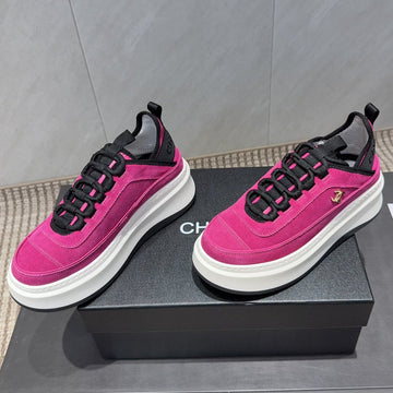 Chanel 25 Sneaker Pink Weiß Schwarz Wildleder 540278