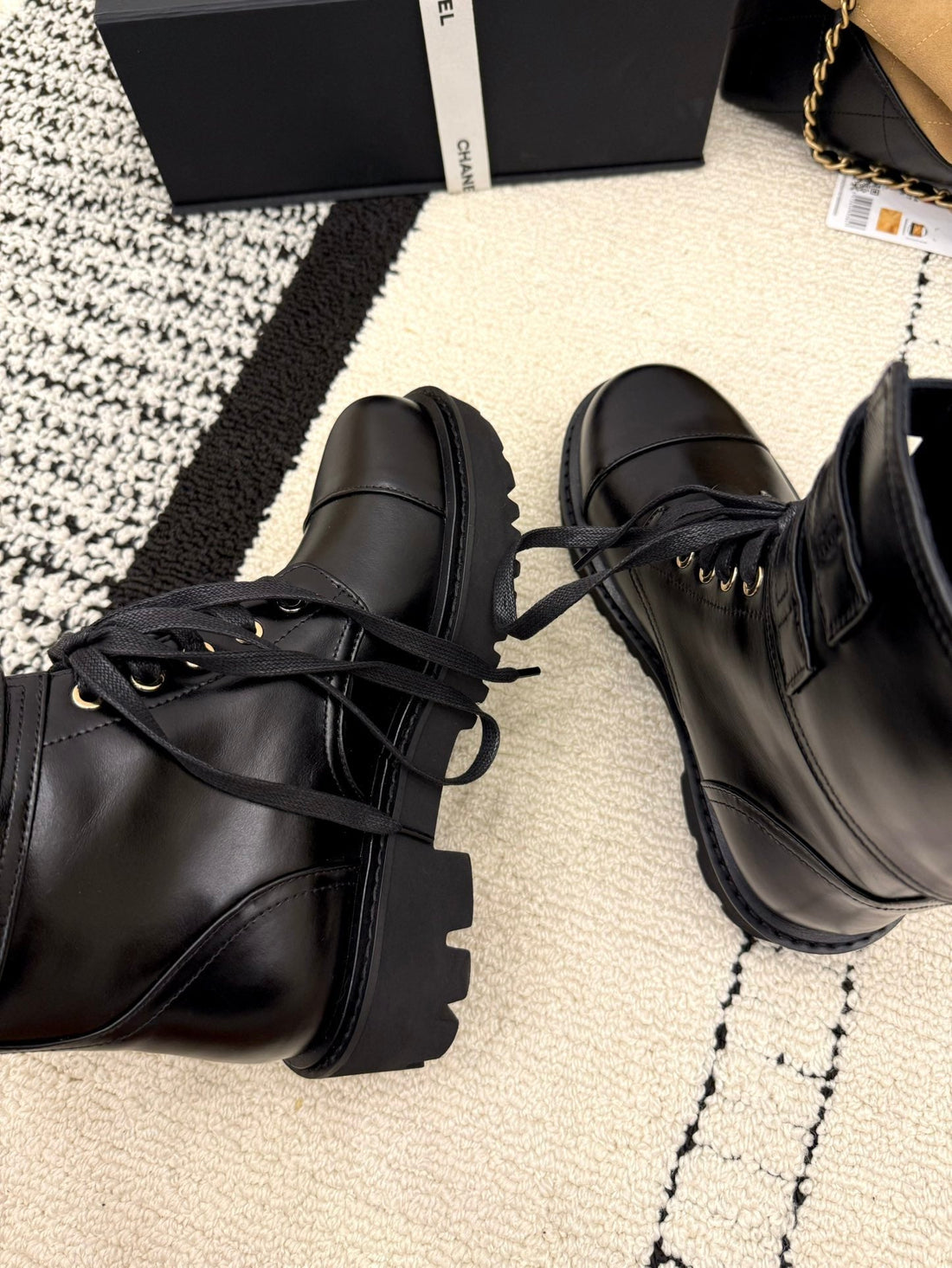 CC 2025 Lace-up Combat Boot Black Leather 548115