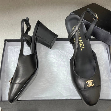Chanel 25 Slingback 50mm Black Lambskin 473218
