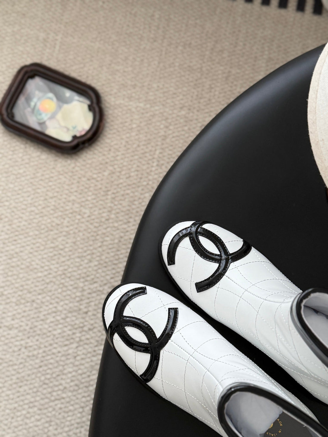 CC 2025 Vintage Cambon Mid-Calf Short Boots White Black Cowhide 550633