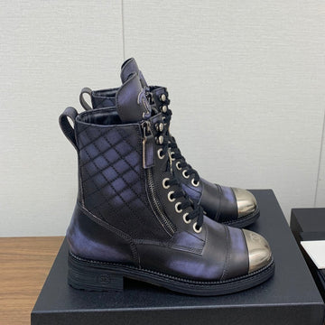 CC Short Boots Purple Black Yellow Cowhide