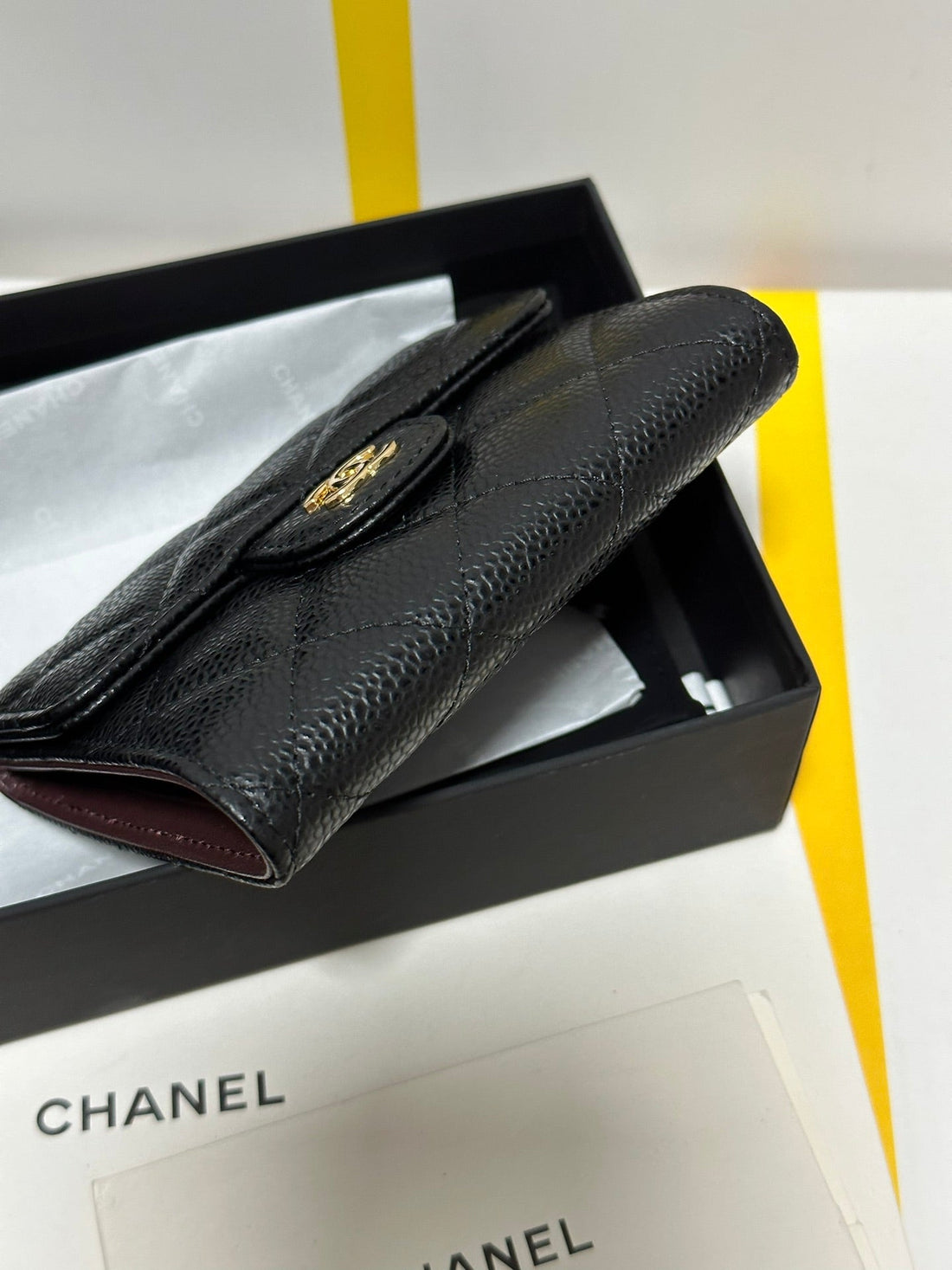 CHANEL CClassic Small Flap Wallet Black Quilted Caviar Gold Buckle 243686 - bag