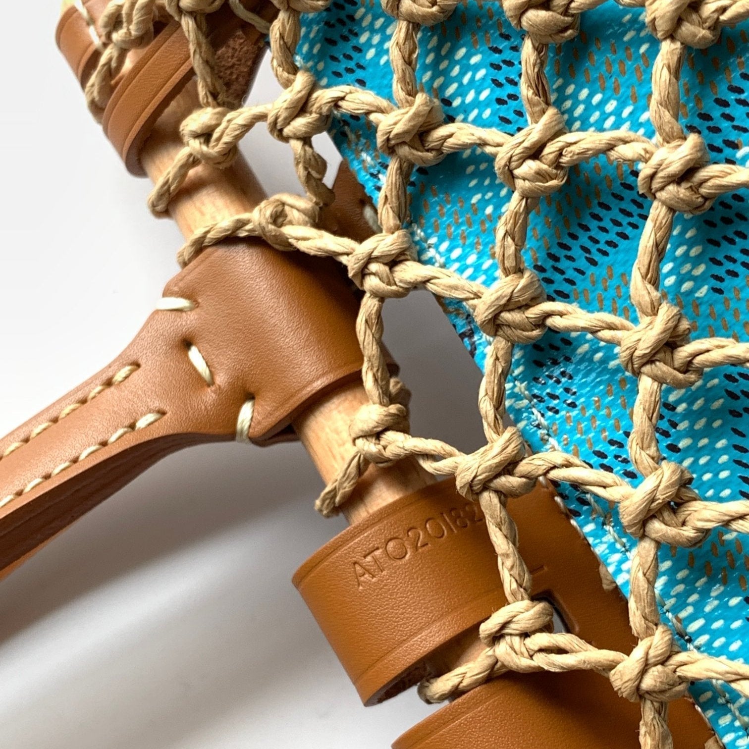 ALIGRE BAG 40 IN BABY BLUE WOVEN RAFFIA AND CALFSKIN