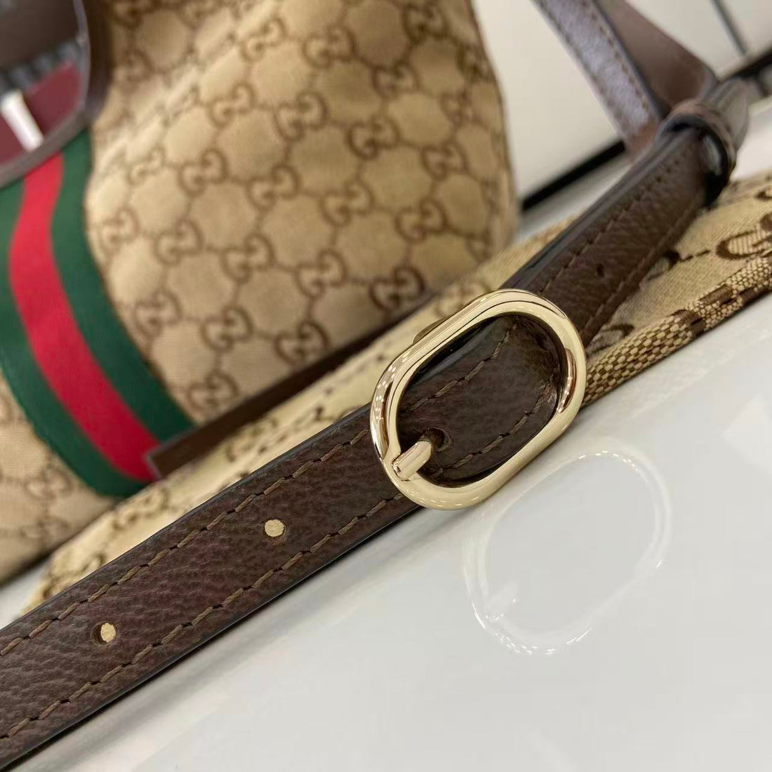 Gucci 25 Giglio 25cm Bag Beige Canvas Leather 292388