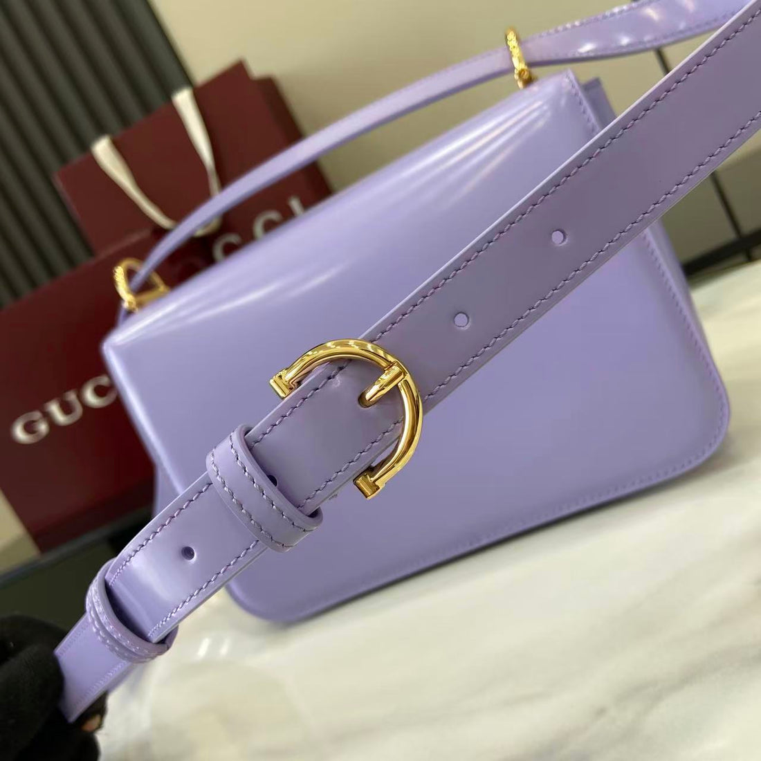 Gucci 25 Siena Tasche Hell Lila Gold Leder 292571