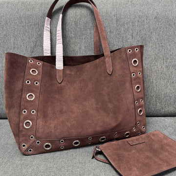 Valentino Garavani tote 40 dark brown suede 555249