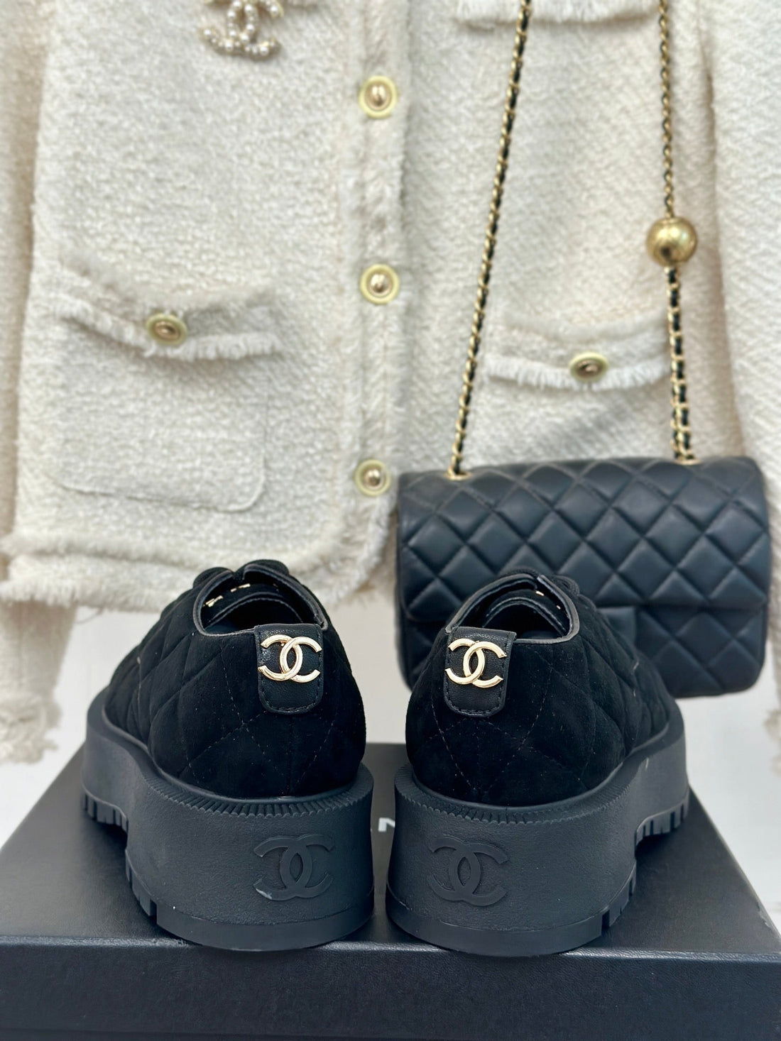 CHANEL Classic Sneaker 50mm Black Quilted Suede And Calfskin - Shoe