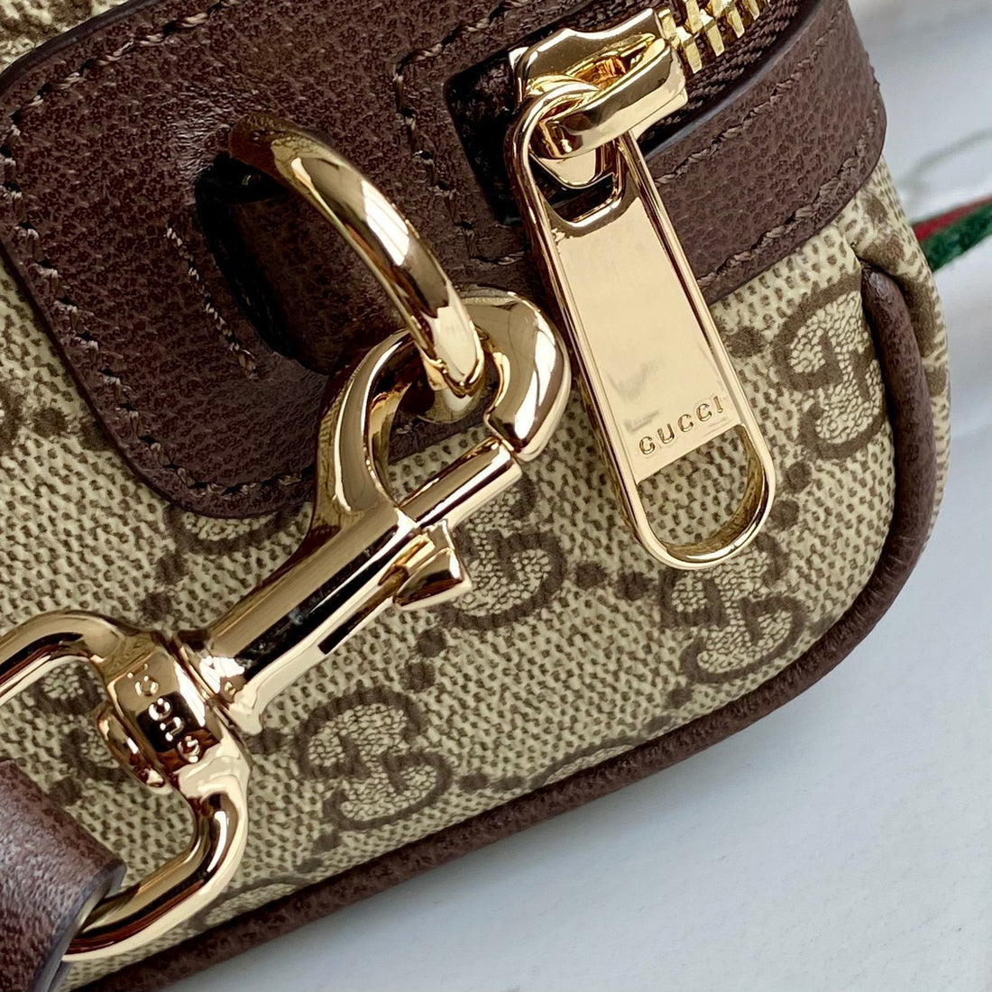 Gucci 25 GG Handtasche Beige Mix Dunkelbraun Canvas Leder 286711