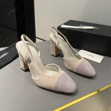 CC Slingback 95mm Light Beige Purple Suede