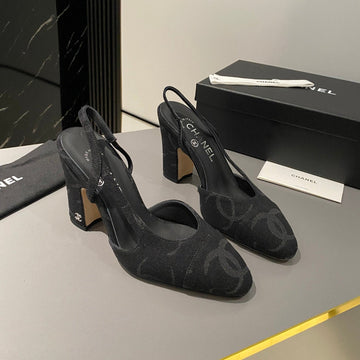 CC Slingback 95mm Black Denim Fabric