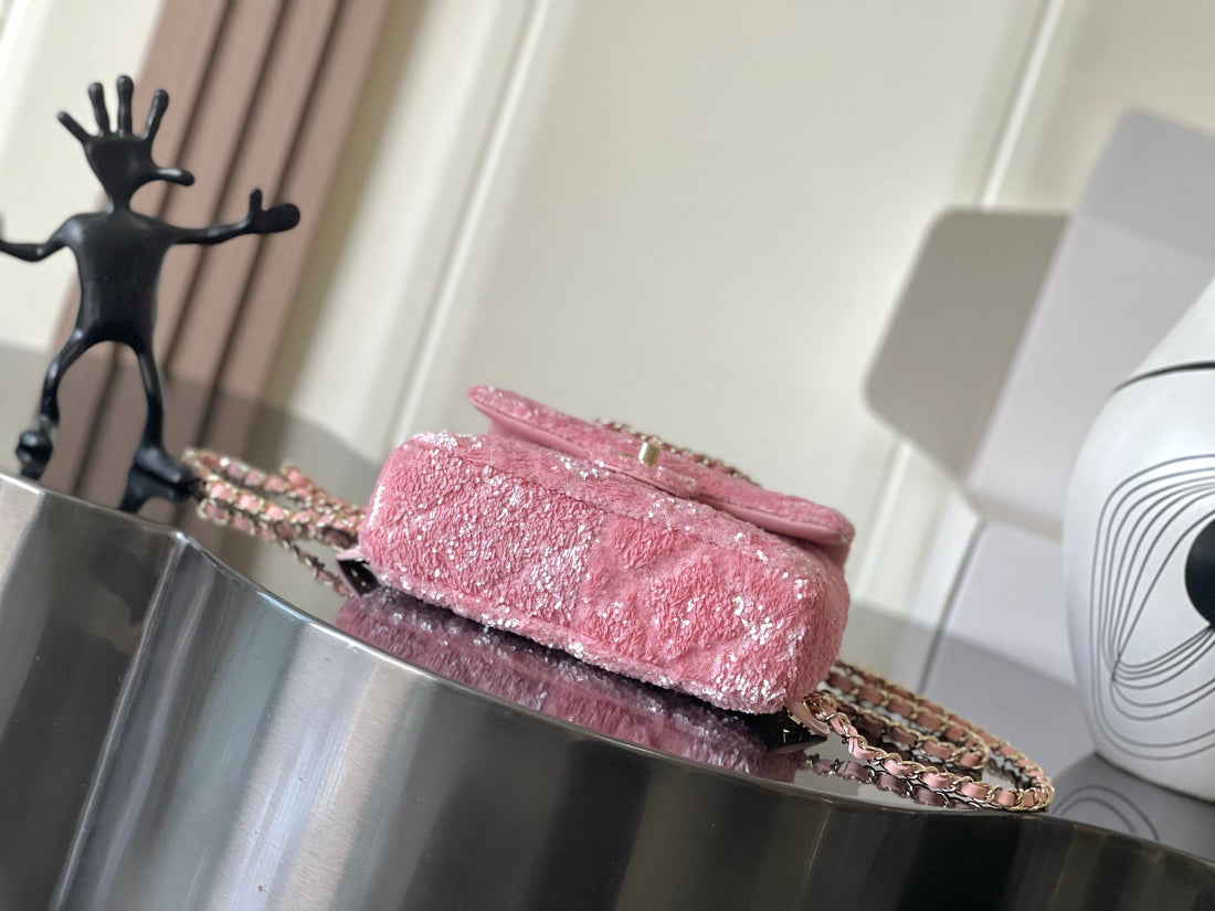 Chanel 25 Paillettenbestickte 21cm Tasche Rosa Leder Pailletten 286171