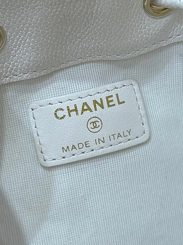 Chanel 2025 Mini Bucket Bag 15cm Weißes Kalbsleder 343060