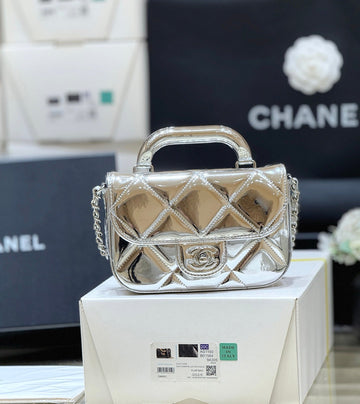 Chanel 2025 Tasche Silber Glanz Kalbsleder 345983