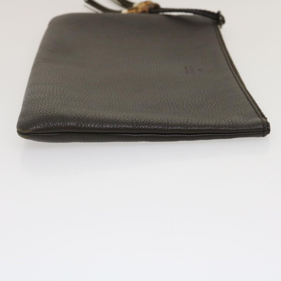 GUCCI Clutch Bag Leather Bamboo Brown Auth ki1847 - Gucci