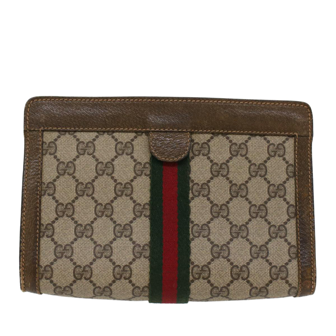 GUCCI GG Canvas Web Sherry Line Clutch Bag Beige Red 67.014.2125  ki3236 - Gucci