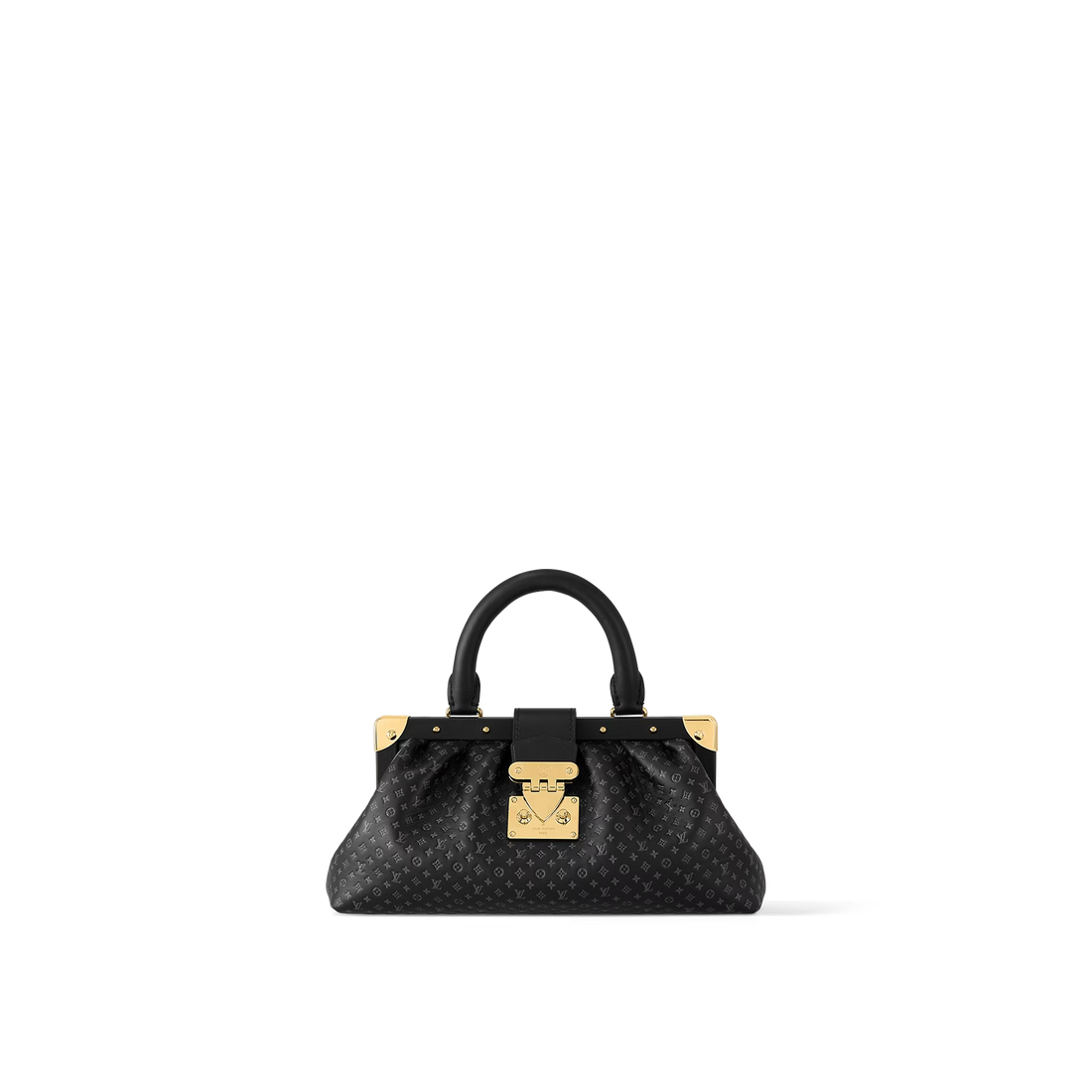 Black Monogram Clutch Leather Handbag for Women