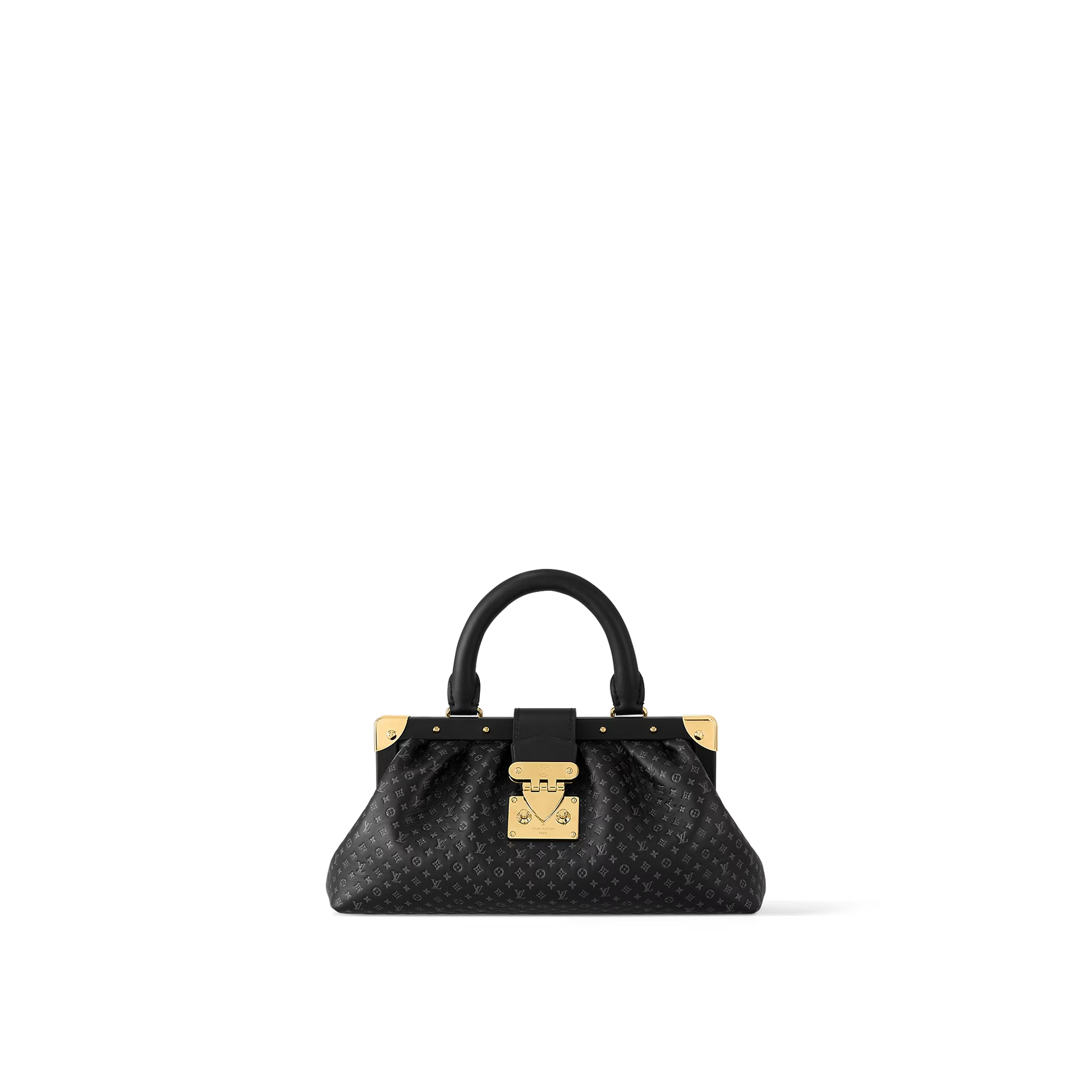 Black Monogram Clutch Leather Handbag for Women