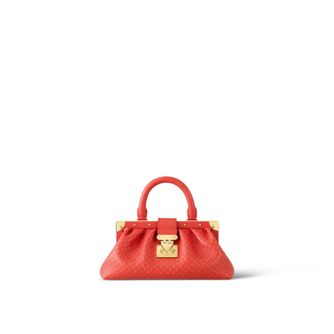 Red Monogram Clutch Leather Handbag for Women