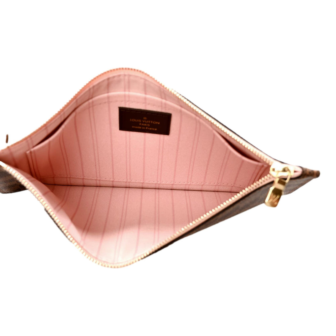 Louis Vuitton Neverfull Pouchette Damier Brown Wristlet Clutch Pouch Bag - Handbags