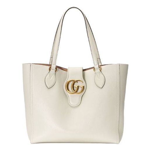(WMNS) GUCCI Gold Label Logo Leather Tote Shoulder Bag Small White Handbag 652680-1U10T-9022 - Handbag - 10