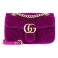 (WMNS) GUCCI GG Marmont Gold Logo Velvet Chain Shoulder Messenger Bag Small Purple Red Classic 443497-K4D2T-5671 - Shoulder Bags - 5
