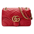 (WMNS) Gucci GG Marmont Gold Logo Distress Leather Chain Shoulder Messenger Bag Red Classic 443496-DTDIT-6433 - Shoulder Bags - 8