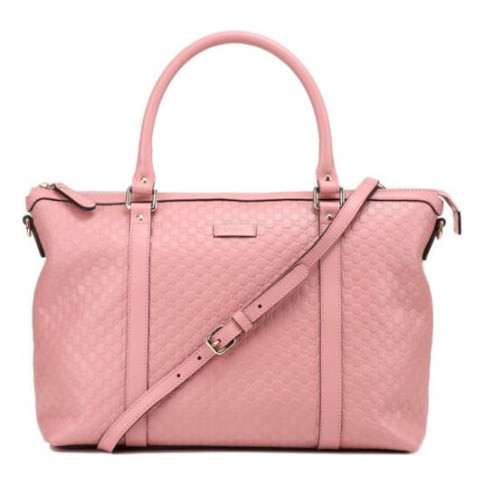 (WMNS) GUCCI Logo Embossing Leather Tote Pink Candy Handbag 449655-BMJ1G-5806 - Shoulder Bags - 9