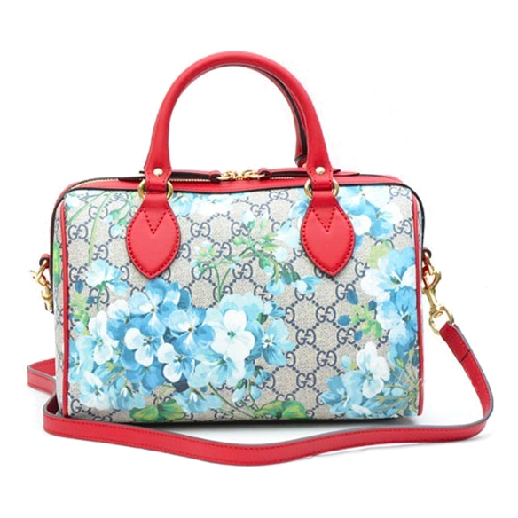 (WMNS) Gucci Blooms Logo Printing Boston handBag Small Blue / Red Classic 546314-KU2IG-8492 - HandBag - 5