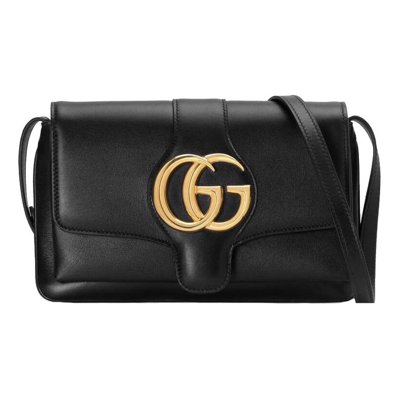 (WMNS) GUCCI Arli Gold Logo Leather Shoulder Messenger Bag Small Black Classic 550129-0V10G-1000 - Shoulder Bags - 10
