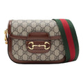 (WMNS) GUCCI Horsebit 1955 Retro Gold Buckle Logo Stripe Webbing Saddle Bag Shoulder Messenger Bag Mini Ebony / Brown Classic 658574-HUHHG-8565 - Shoulder Bags - 7