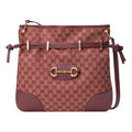 (WMNS) GUCCI Horsebit 1955 Retro Gold buckle Logo Canvas Drawstring Shoulder Messenger Bag Deep Red Classic 602089-9Y9NG-9865 - Shoulder Bags - 6