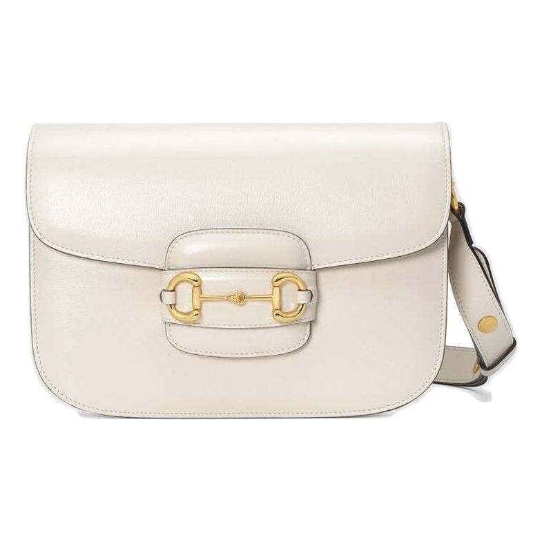 (WMNS) Gucci Horsebit 1955 Retro Gold buckle Leather Shoulder Messenger Bag Small White Classic 602204-1DB0G-9022 - Shoulder Bags - 7