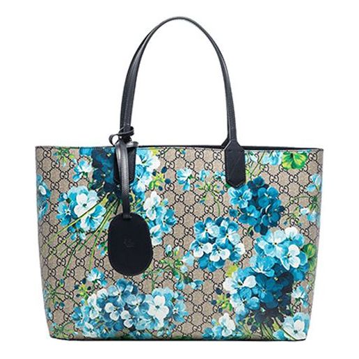 (WMNS) GUCCI GG Blooms Logo Printing Canvas Tote Shoulder Bag Large Beige / Blue Handbag 546317-CU71X-8499 - Handbag - 5