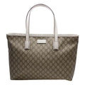 (WMNS) Gucci Logo Leather Logo Canvas Large Capacity Tote Shoulder Bag Ebony / White HandBag 211137-KGDHR-9761 - HandBag - 5