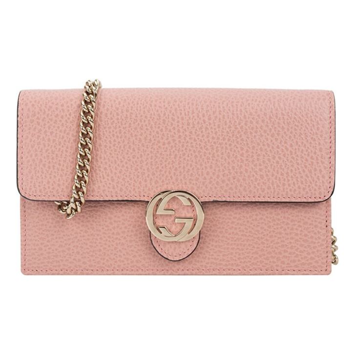 (WMNS) Gucci Logo Double G Leather WOC Chain Shoulder Messenger Bag Pink Classic 510314-CAO0G-5806 - Shoulder Bags - 7