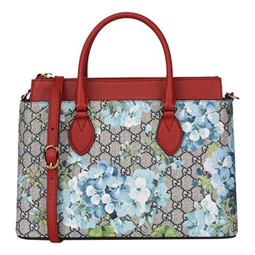 (WMNS) GUCCI GG Blooms Logo Printing Canvas handbag Beige / Blue / Red Classic 546316-KU2IG-8492 - Handbag - 7