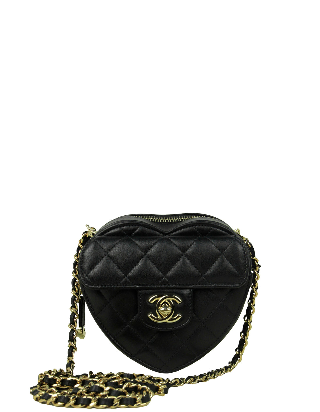 chl Black Lambskin Quilted CC In Love Heart Clutch Bag With Chain - Handbags, Wallets & Cases