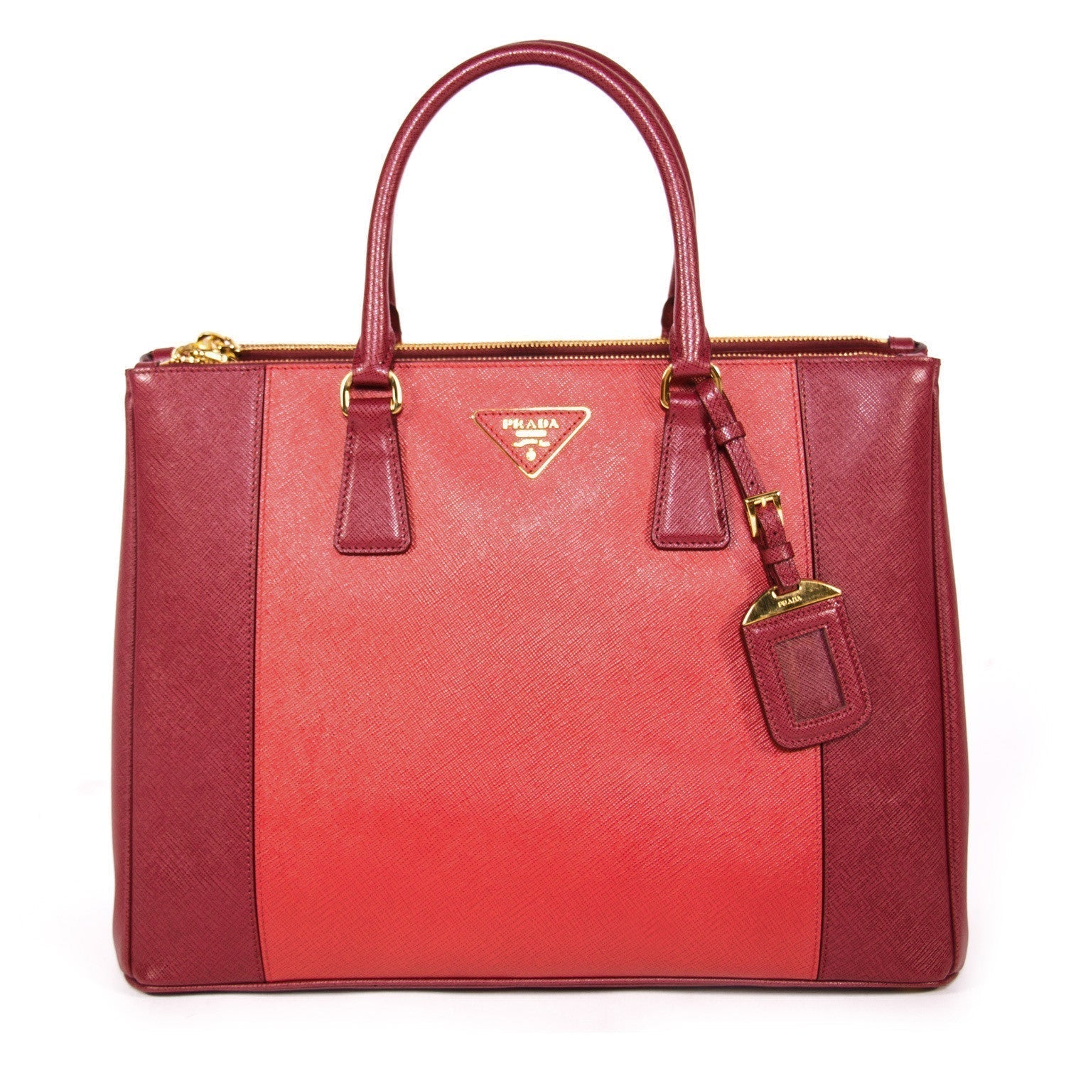 Prada Large Saffiano Double Zip Tote - Bags