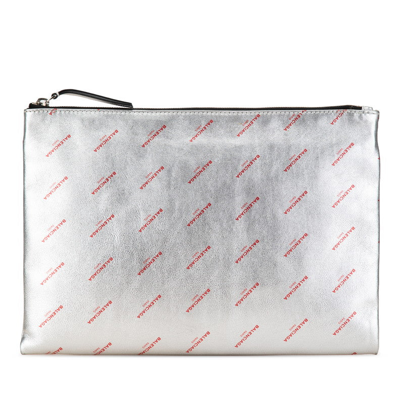 Balenciaga Leather Logo Print Clutch Bag - Handbag & Wallet Accessories