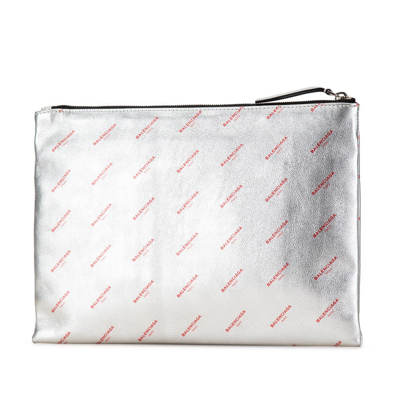 Balenciaga Leather Logo Print Clutch Bag - Handbag & Wallet Accessories