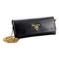 Prada Black Vitello Move Leather Chain Crossbody Wallet Clutch - Handbags - 6