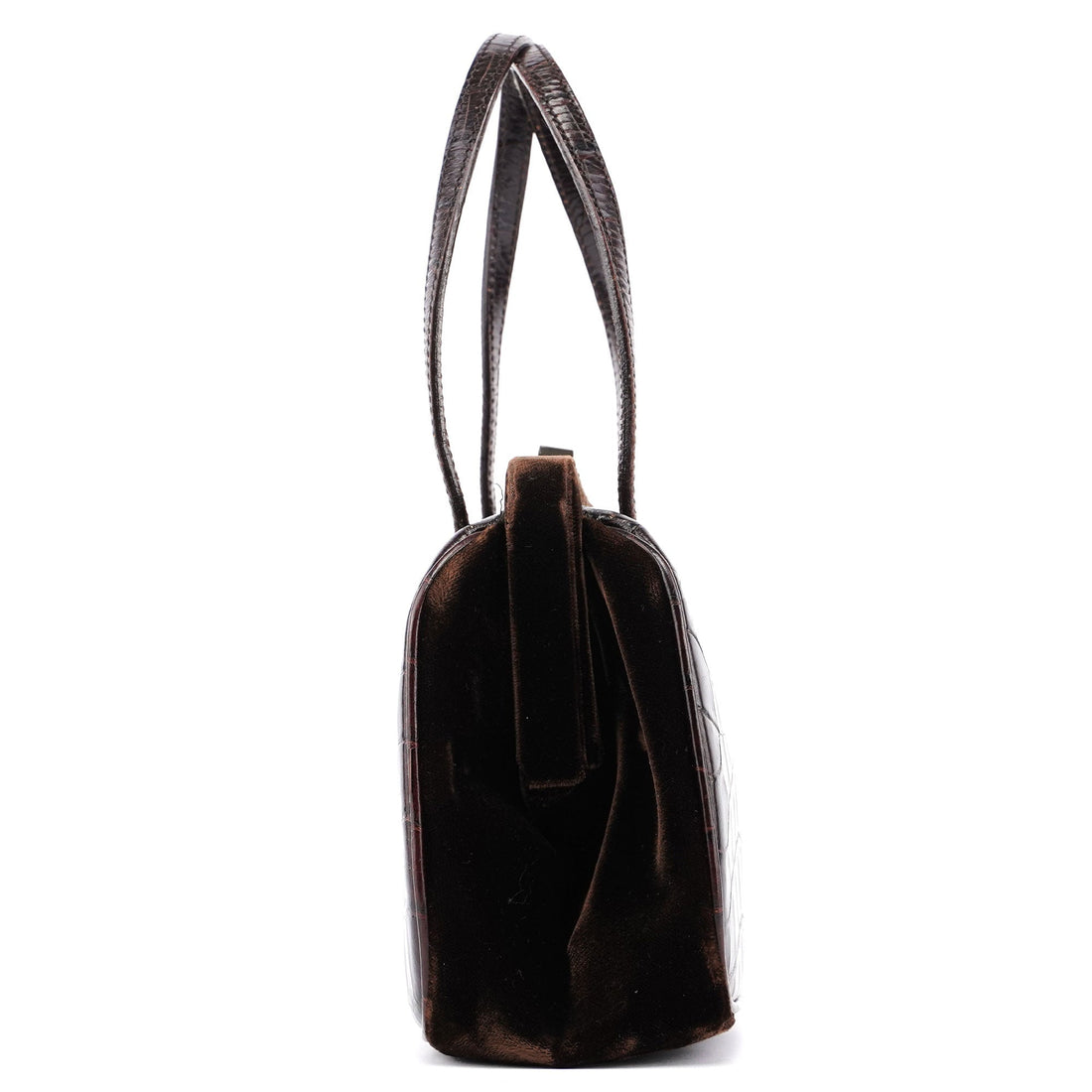 Brown Croc Embossed Clutch Top Handle Bag - Handbags, Wallets & Cases
