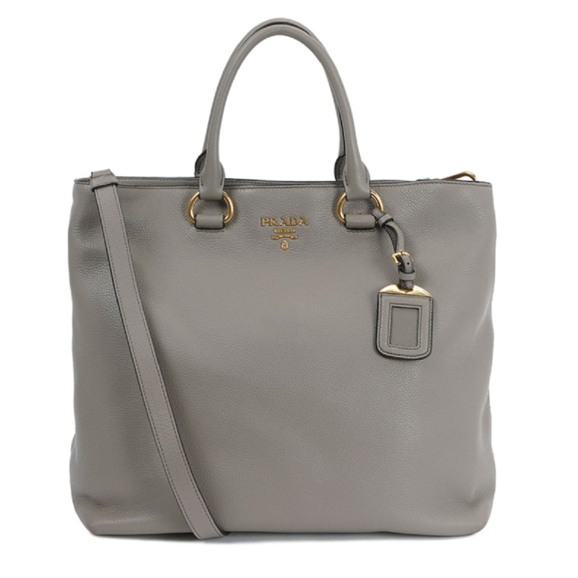Prada Gray Vitello Phenix Shopping Tote Bag - Handbags - 4