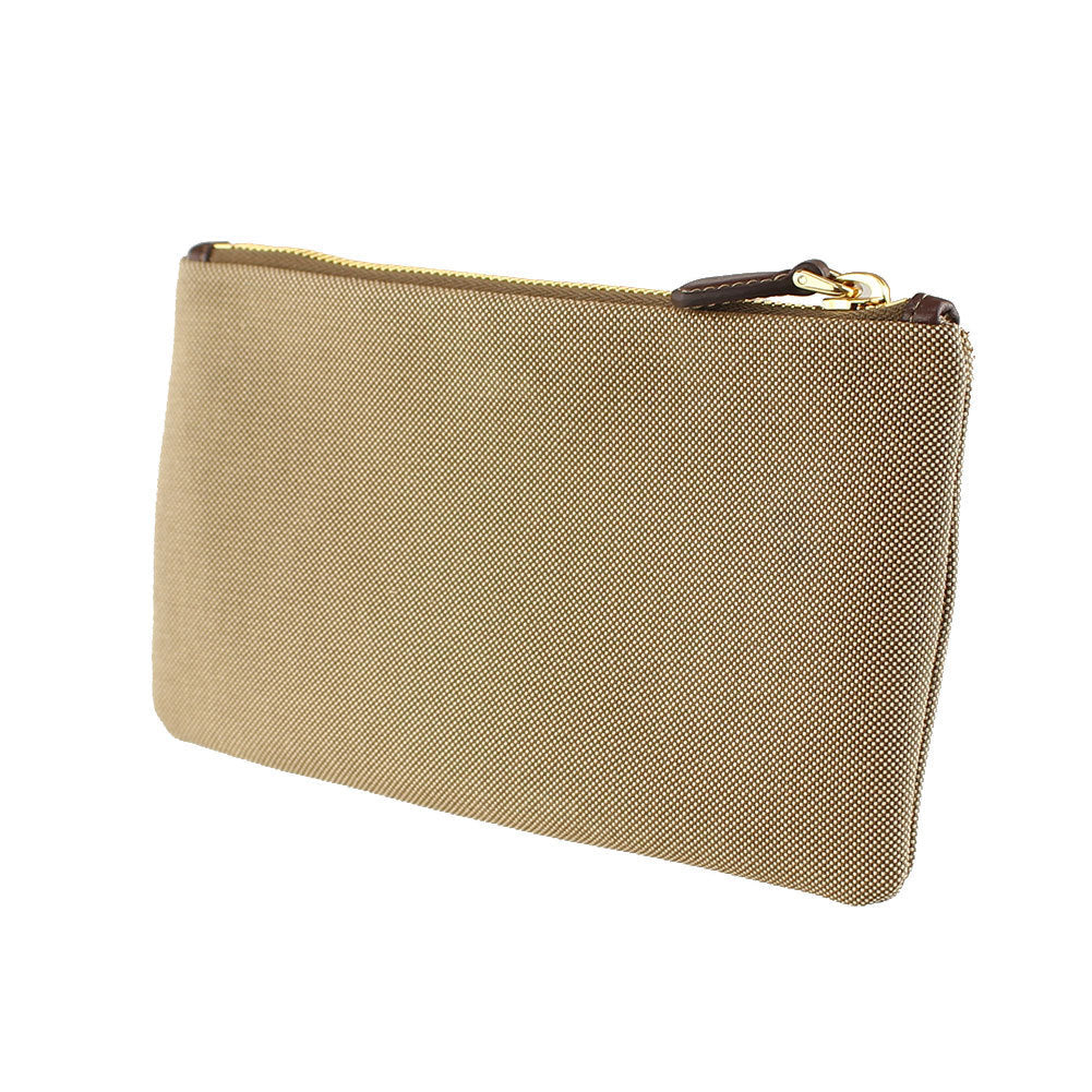 Prada Logo Jacquard Beige Canvas Small Flat Pouch Clutch Bag - Wallets - 4